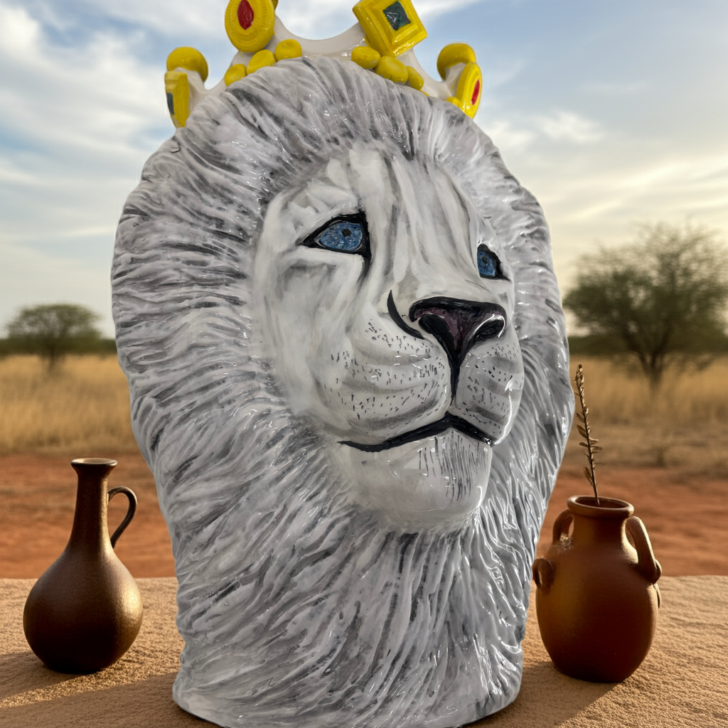 Testa di leone in ceramica