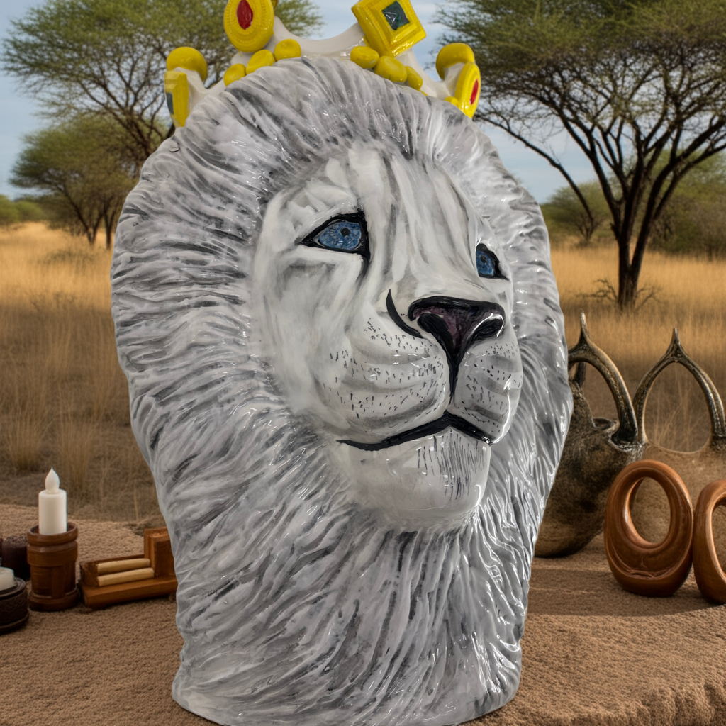 Testa di leone in ceramica