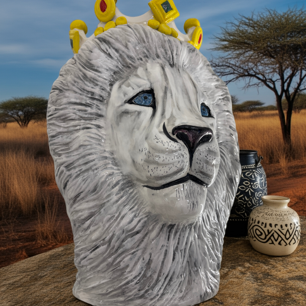 Testa di leone in ceramica