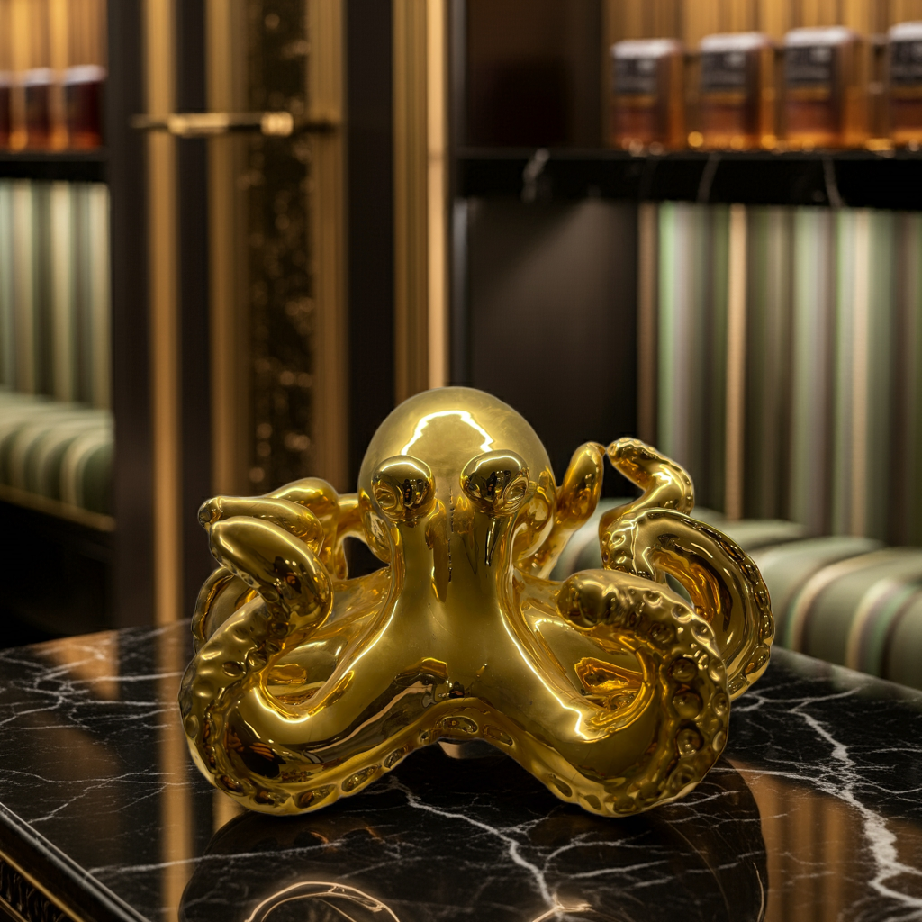 Polpo in ceramica laccata oro 18 karati - Misura XS