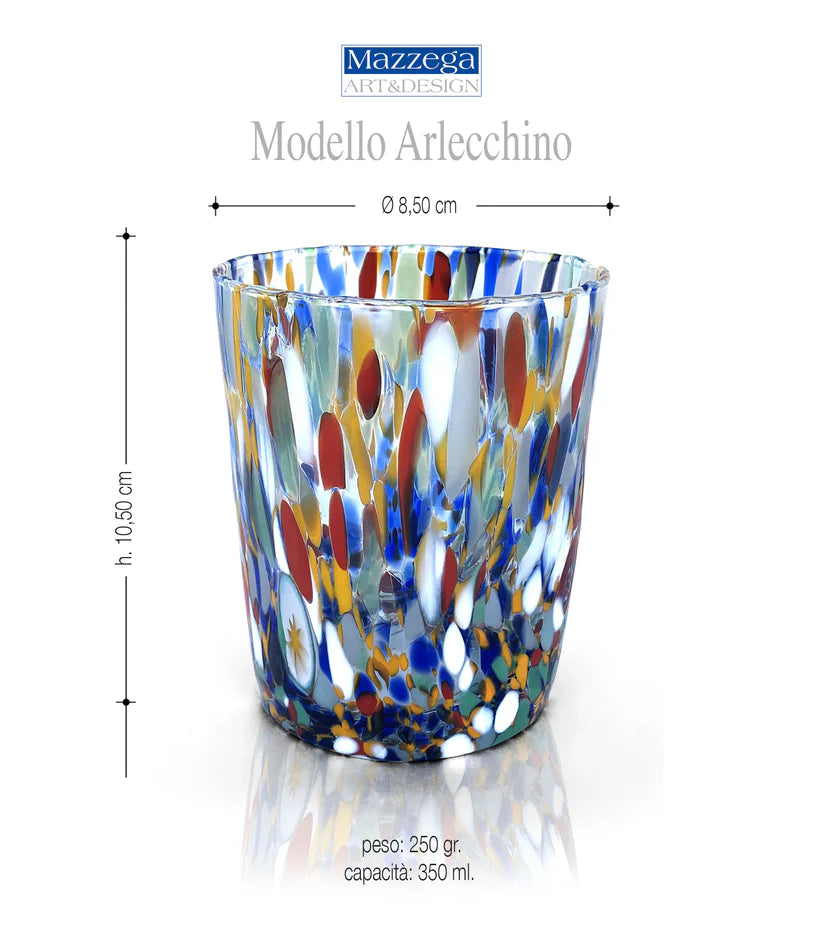 Bicchiere in vetro “I Colori di Murano” Tumbler Arlecchino