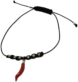 Bracciale regolabile con corno in corallo rosso del Mediterraneo