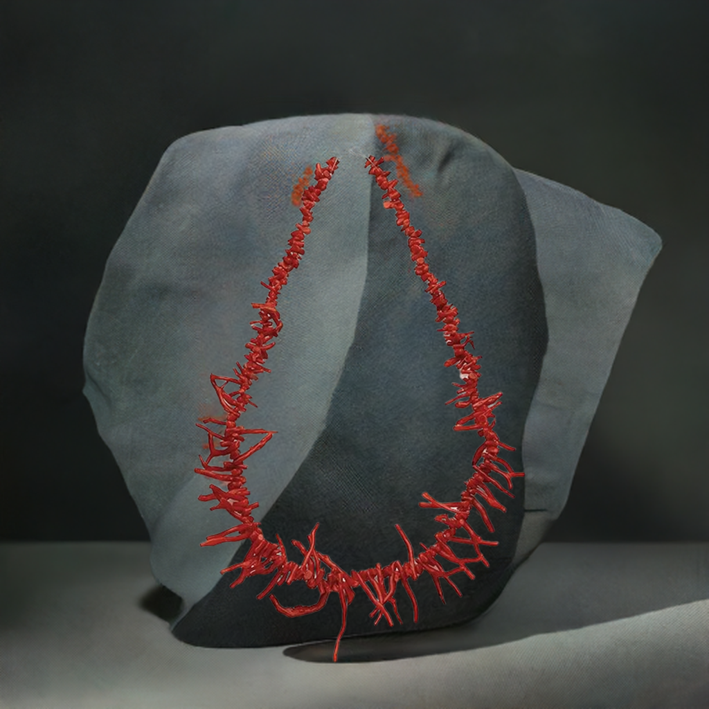 Collana frangia in corallo rosso del Mediterraneo