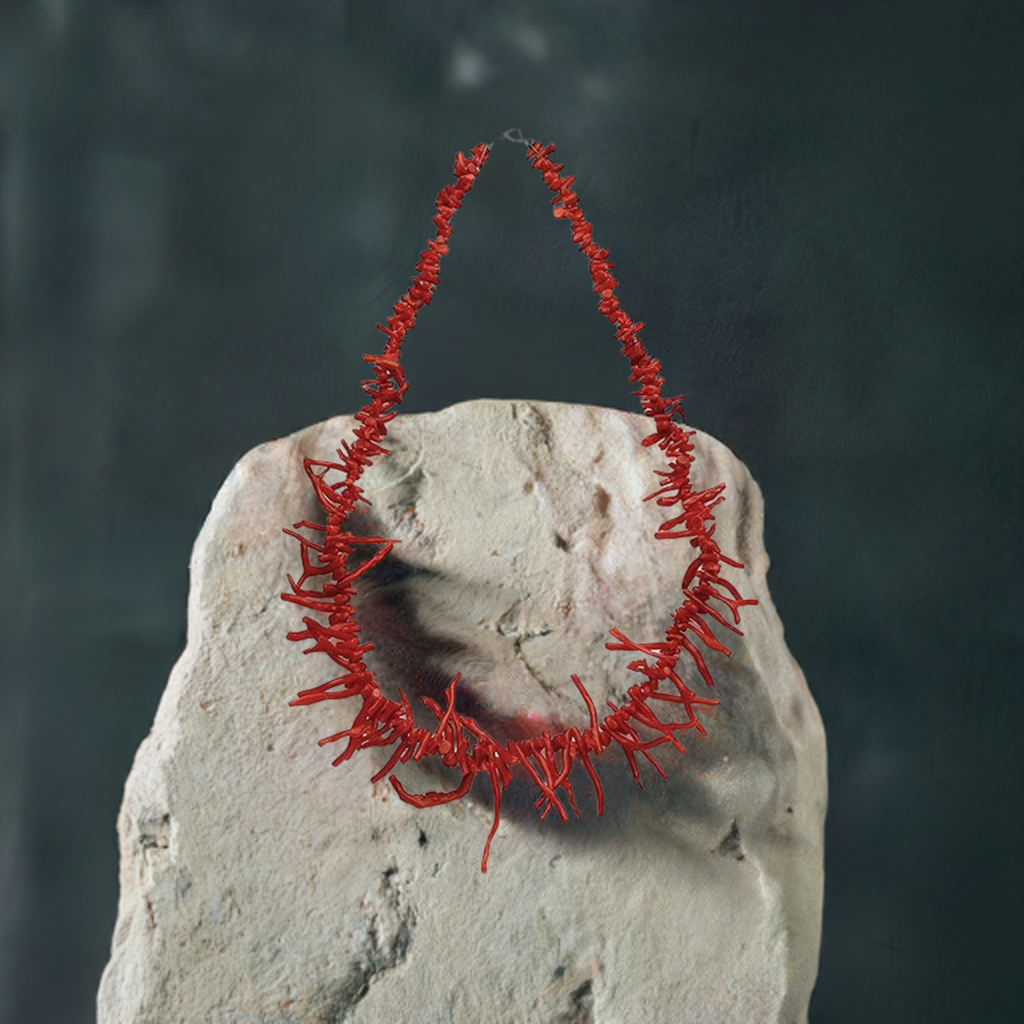 Collana frangia in corallo rosso del Mediterraneo