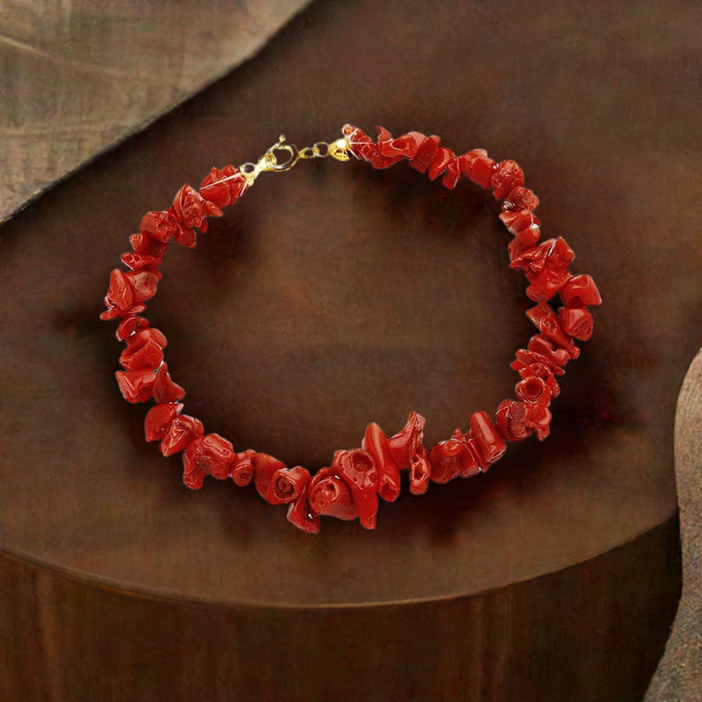 Bracciale frangia in corallo rosso del Mediterraneo