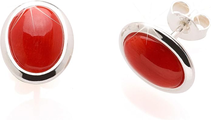 Orecchini con spola in corallo rosso del Mediterraneo